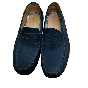 blake mckay navy blue nubuck leather jasper penny driving loafers 10.5